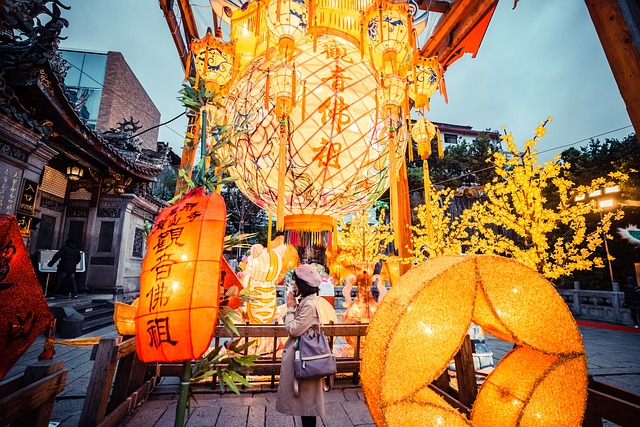 Namgang River lanterns display along Jinju riverside at night