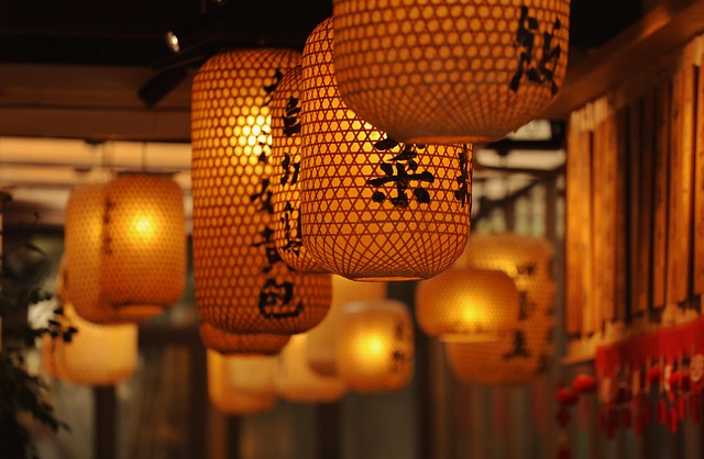 Visitors enjoying Jinju Namgang lantern festival along the river